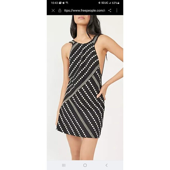 Free People Juni minidress XS black white strappy open back boho modern beach FP - Picture 1 of 8